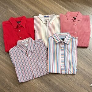 Assorted Men's Red and Multicolor Stripe long sleeve Dress Shirts
